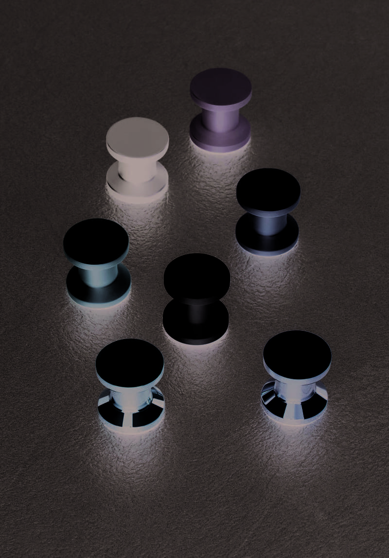 Colourful designer knobs