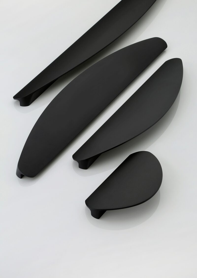 Matte black and gold handle set